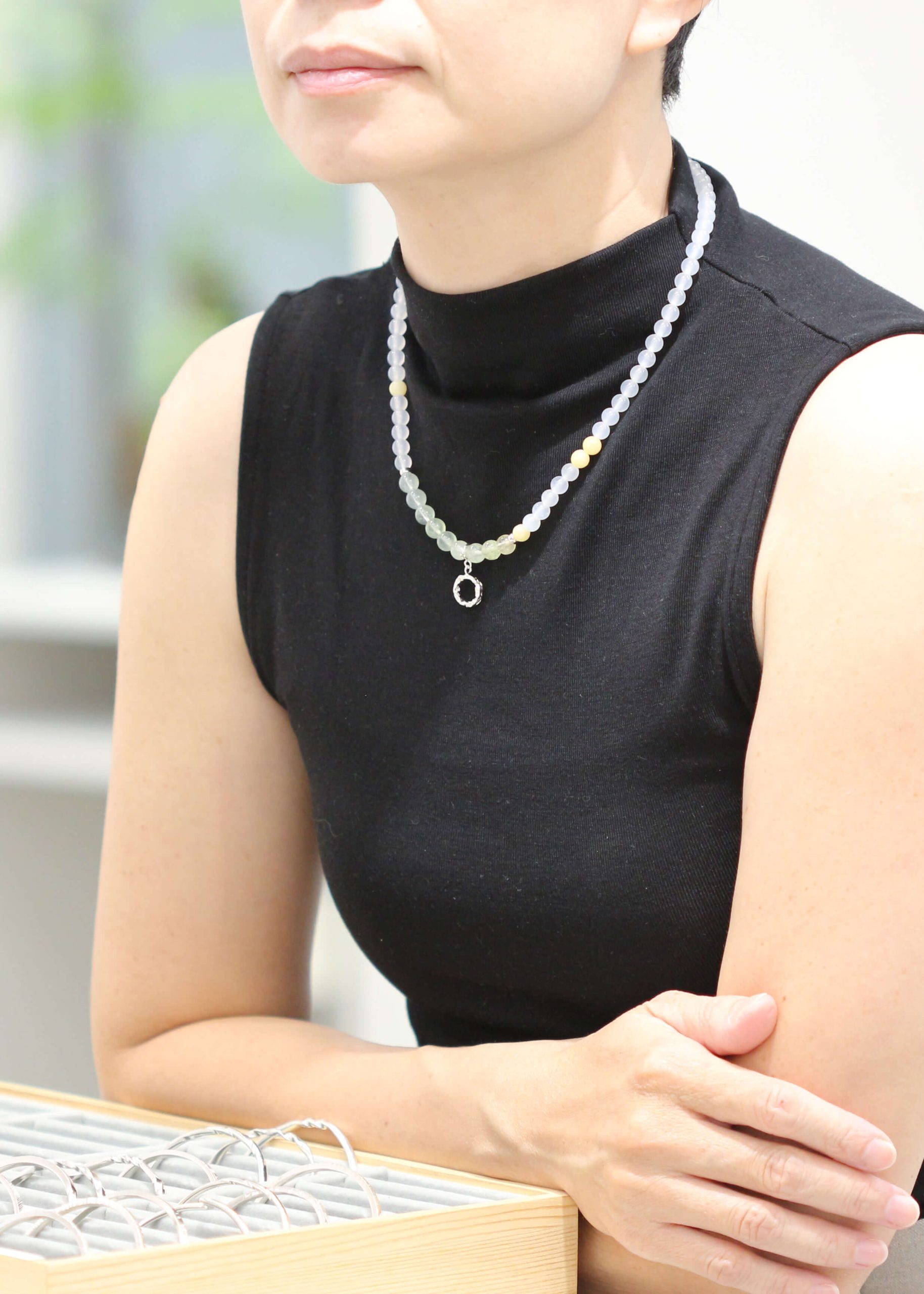 Betel Nut Palm Inflorescence Natural Stone Necklace_4