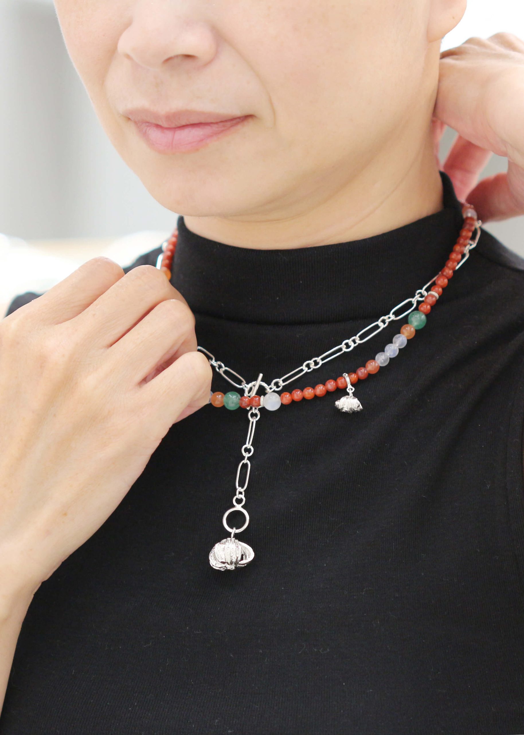 Shell Ginger Fruit Natural Stone Necklace_3