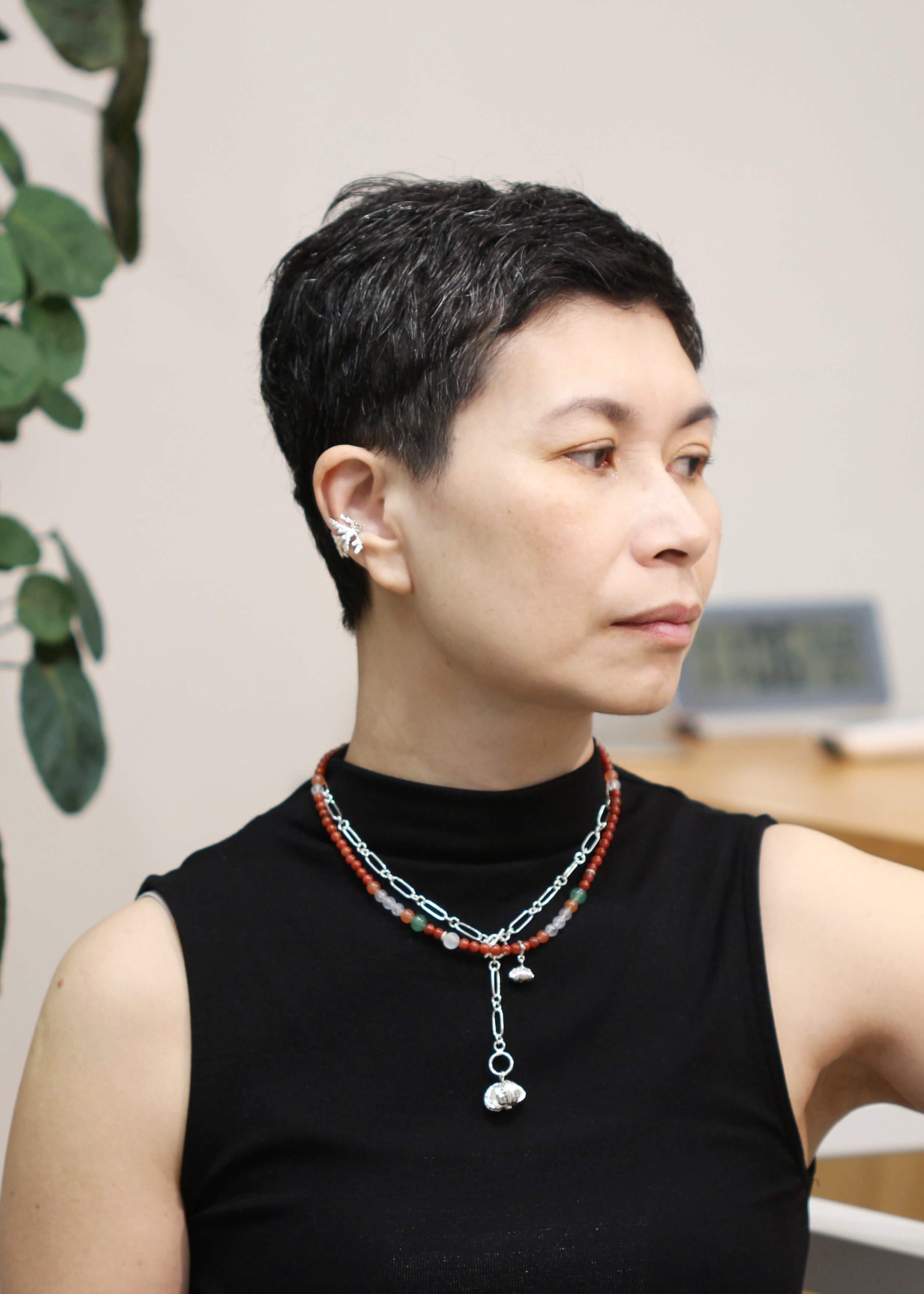 Shell Ginger Fruit Natural Stone Necklace_5